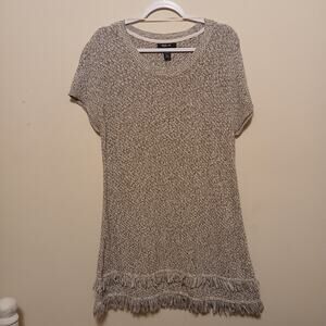 Style & Co Women's XL Heather Knit Cable Fringed Bottom Sweater Dress Gothic